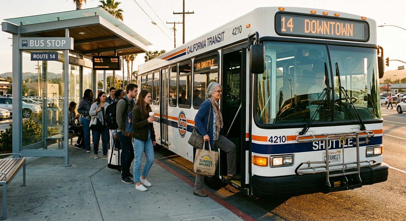 County Express shuttle bus on a Hollister street